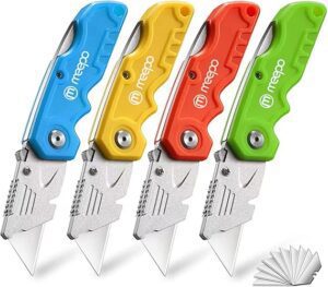 Box Cutter, 4-Pack Tough Folding Box Cutter for Heavy Duty Purpose
