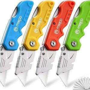 Box Cutter, 4-Pack Tough Folding Box Cutter for Heavy Duty Purpose